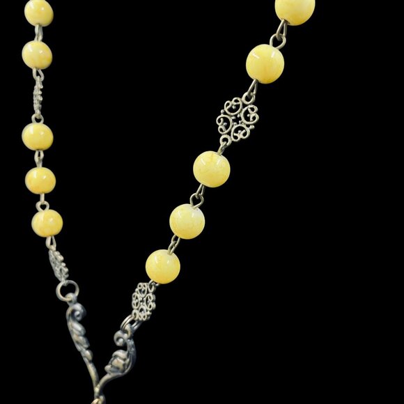 Boho Gypsy Cross Pendant Necklace Turquoise Tassel Long Beaded Chain Vintage - Picture 4 of 9